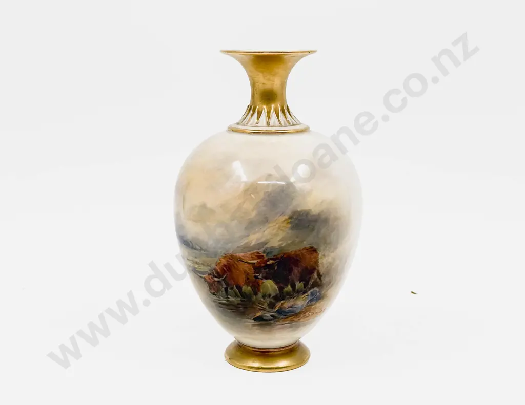 Royal Worcester Highland Cattle Vase Image 1++