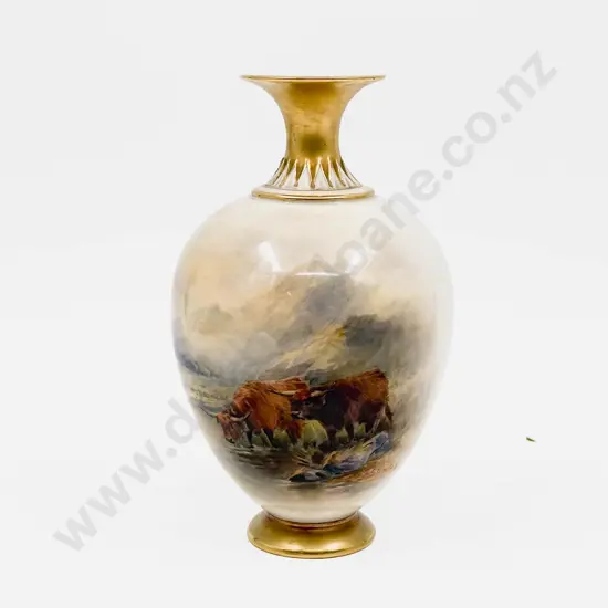 Royal Worcester Highland Cattle Vase