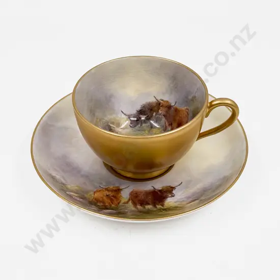 Royal Worcester Highland Cattle Cup & Saucer