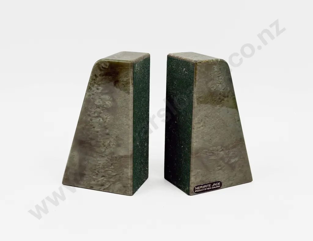 A Pair of Greenstone Bookends Image 1++