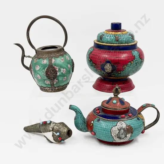 Tibetan Teapot & Ginger Jar & Two Others