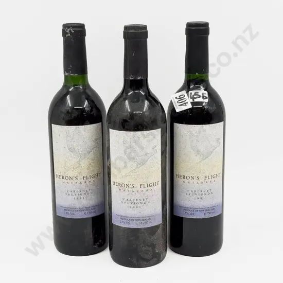 3 x Bottles NZ 1991 Heron's Flight Matakana Cabernet Sauvignon