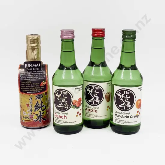 1 bottle Japanese Shochikuba Kyoto Fushimizujitate Junmai Sake & 3 x Asstd Korean Fruit Wines