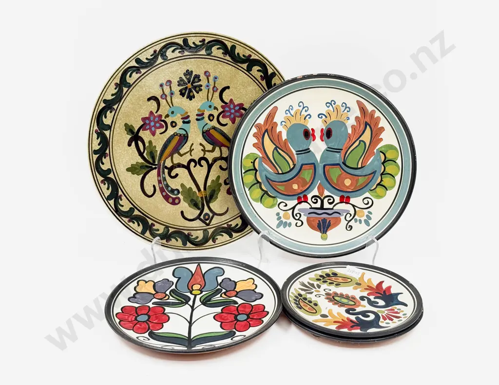 Greek Decorative Wall Plate together with Four Assorted Decorative Terracotta Plates Image 1++