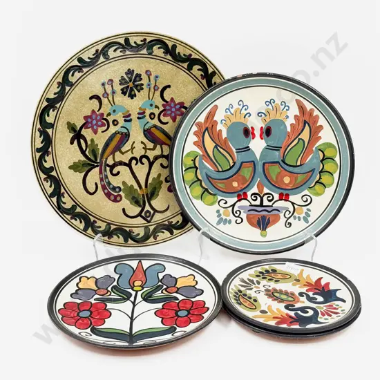Greek Decorative Wall Plate together with Four Assorted Decorative Terracotta Plates