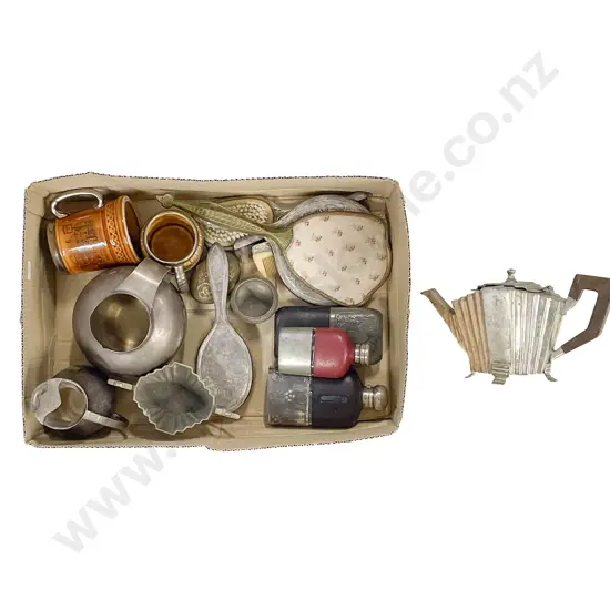 Qty of Assorted S/P incl Hip Flasks Dressing Table Items etc