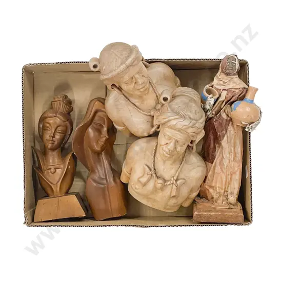 Qty of Assorted Carved Busts & Figures etc