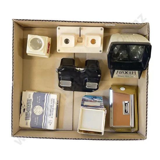 Box Qty of Assorted Vintage incl View Master & Slides