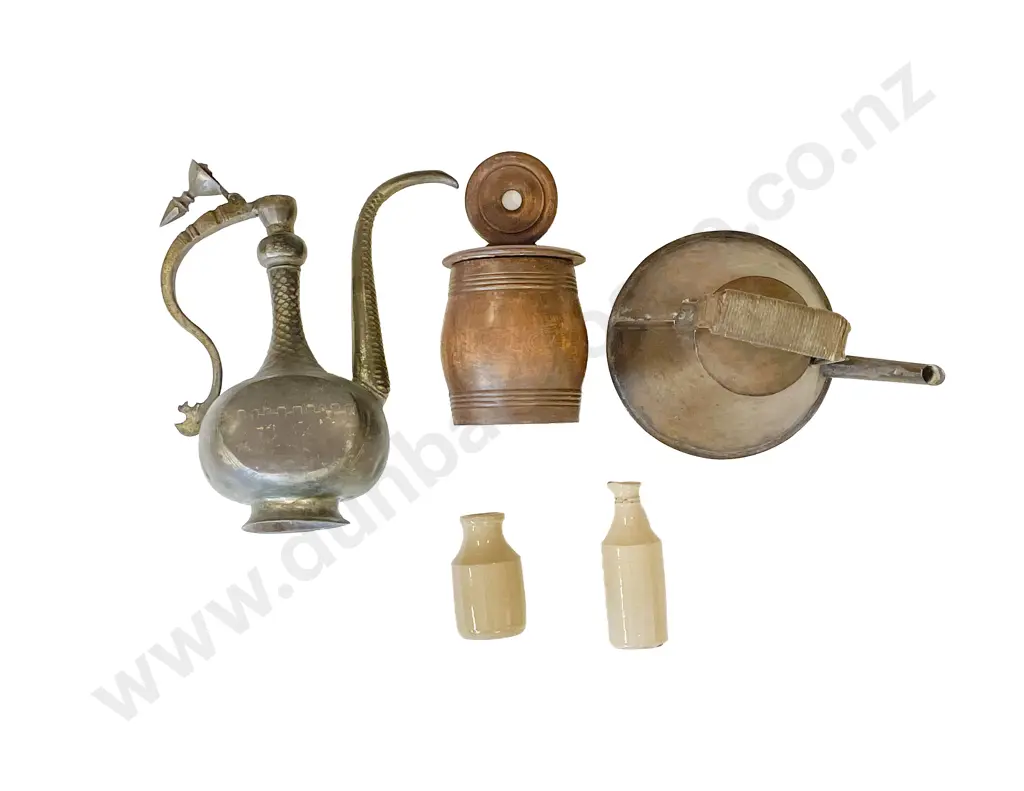 Copper Kettle with Stoneware Bottles etc Image 1++