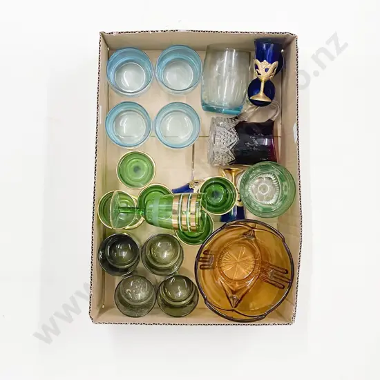 Box Qty of Assorted Coloured Glassware