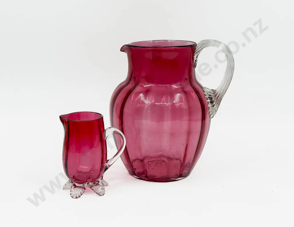 Cranberry Glass Jug & Smaller Example Image 1++