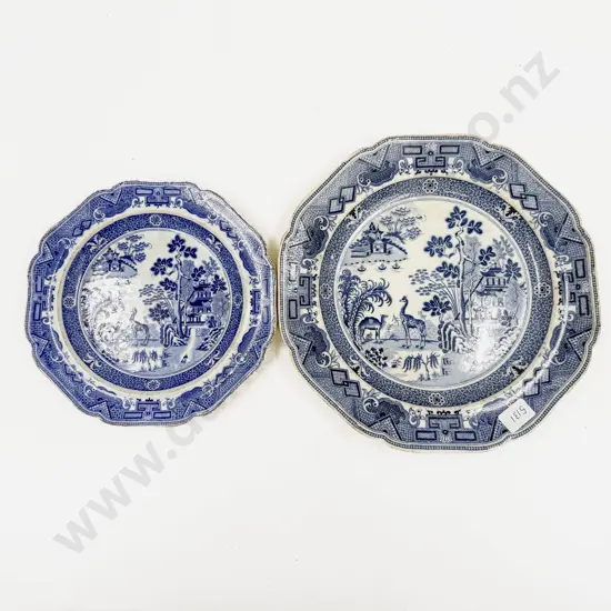 Two Vintage Blue & White Plates
