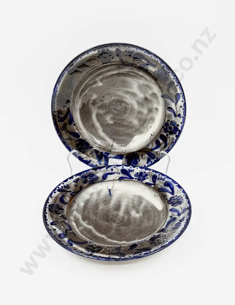 Pair of Niki Gugelmann Glazed Ceramic Shallow Bowls Image 1++