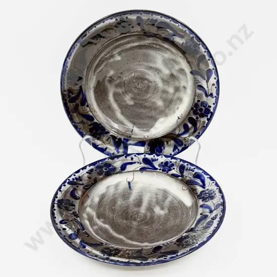 Pair of Niki Gugelmann Glazed Ceramic Shallow Bowls