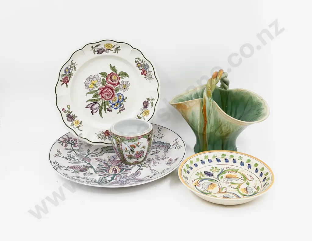 Qty of Assorted China together with Glazed Stoneware Basket Image 1++