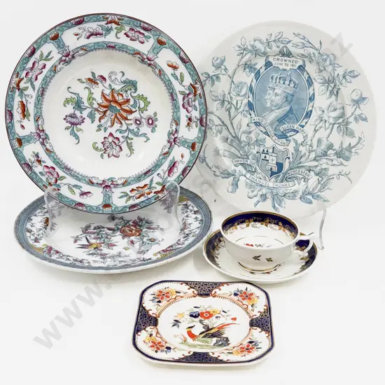 Pair of Vict Soup Bowls together with Assorted Fancy China