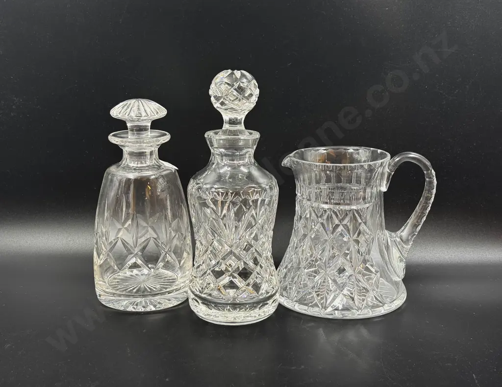 Two Crystal Decanters together with Jug Image 1++