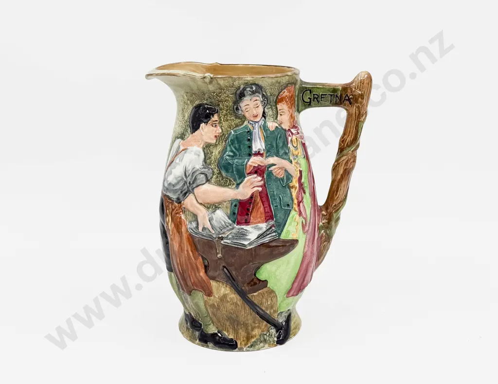 Burleigh Ware "Runaway Marriage" Relief Molded Jug Image 1++