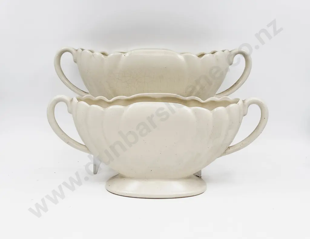 Pair of Large Devon White Glazed Vases Image 1++