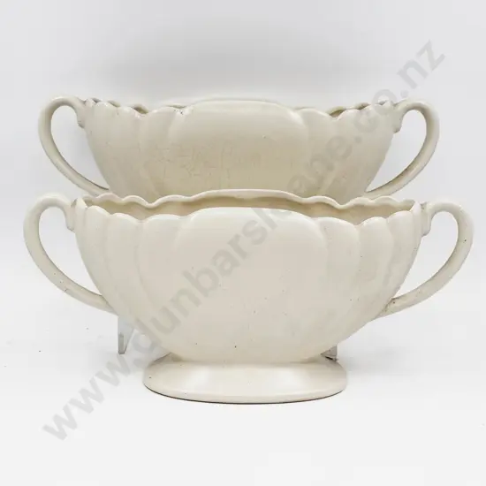 Pair of Large Devon White Glazed Vases