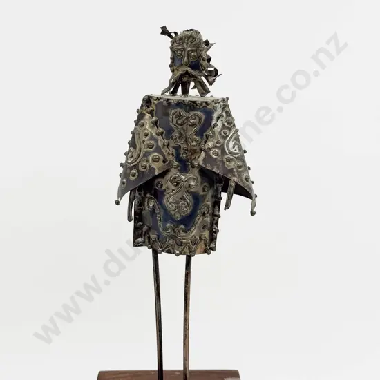 Metalwork Figural Sculpture Form on Wooden Base