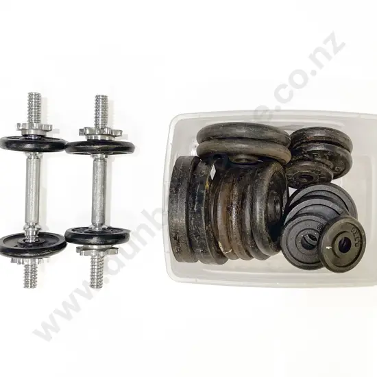 Qty of Assorted Vintage Weights with Pair of Dumb Bell Bars