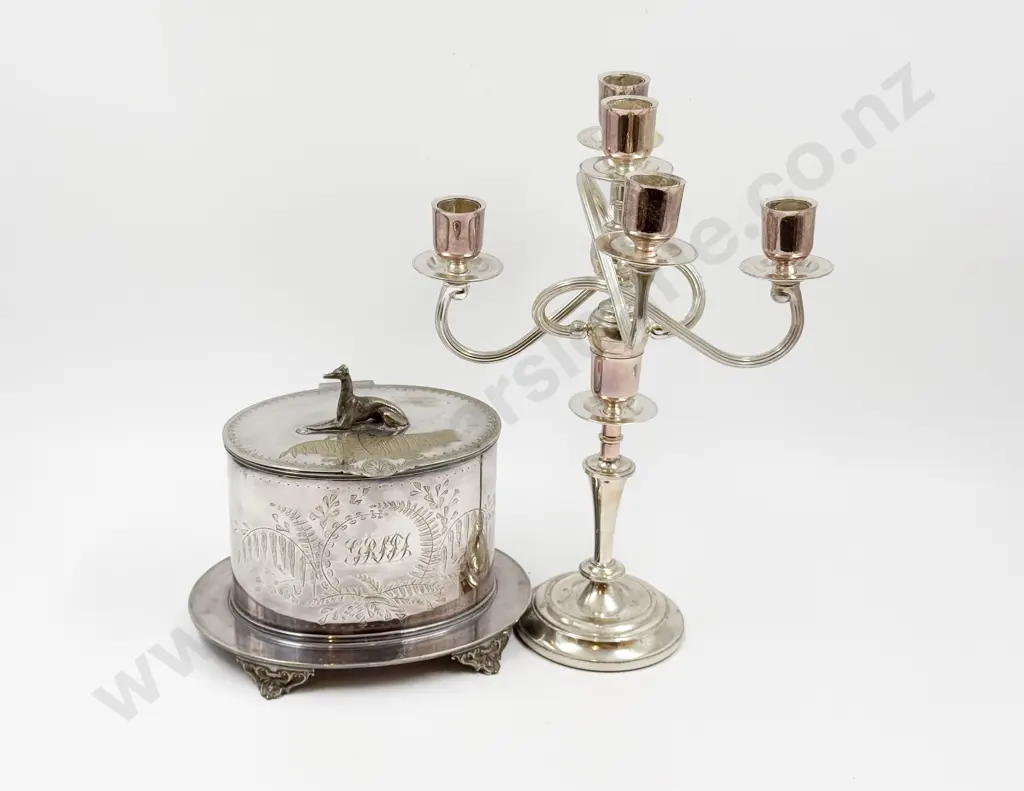 S/P Candelabra with Tea Caddy Image 1++