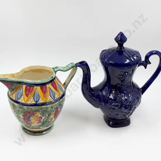 Beswick Jug with Large Blue Glazed Teapot