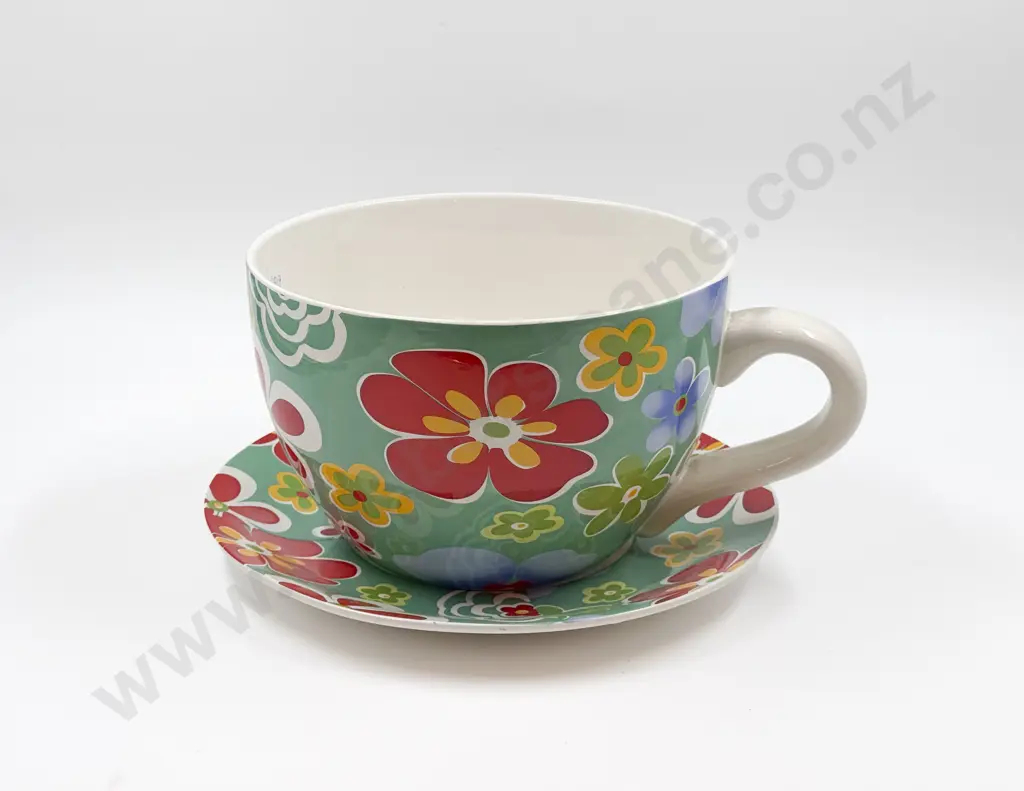Large Tea Cup & Saucer Form Planter Image 1++