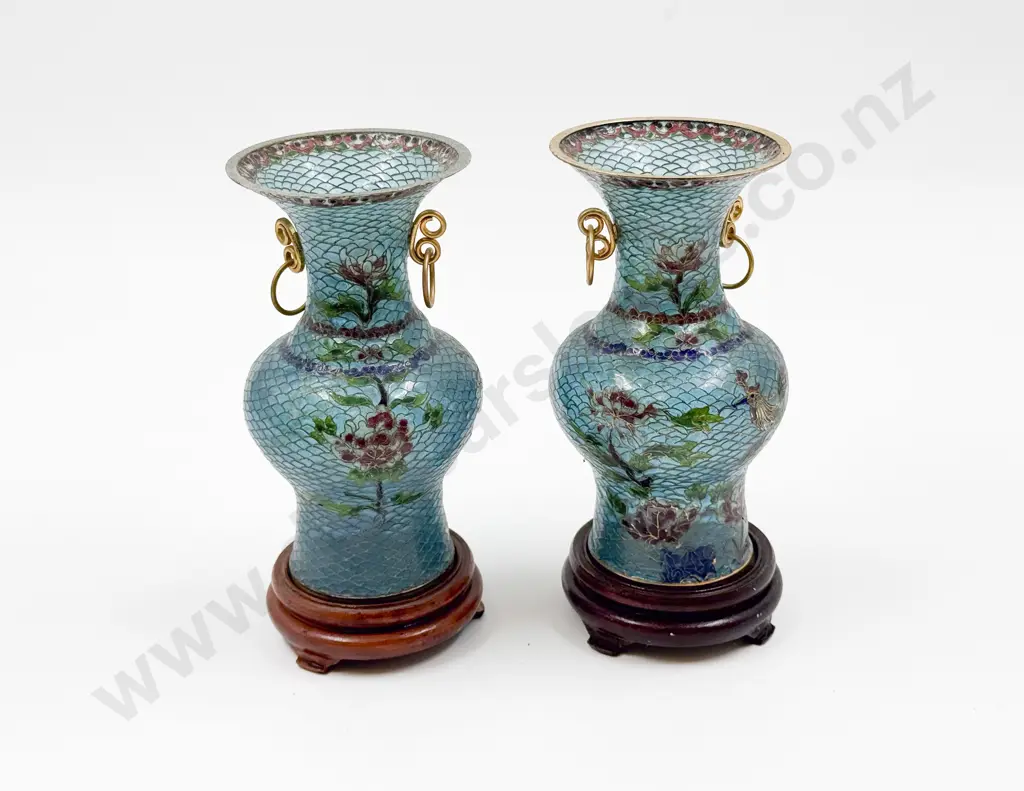 Boxed Pair of Cloisonne Vases Image 1++