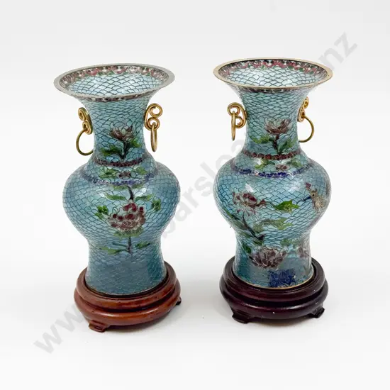 Boxed Pair of Cloisonne Vases