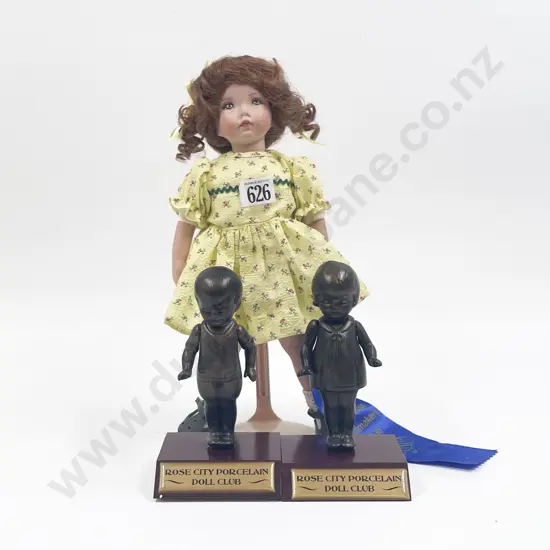 New Bisque Doll Trophy Winner with Two Trophies