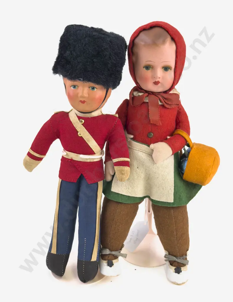 Two C1930's Vintage Celluloid Shoulder Plate Character Dolls Image 1++