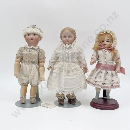 Three Small New Bisque Dolls
