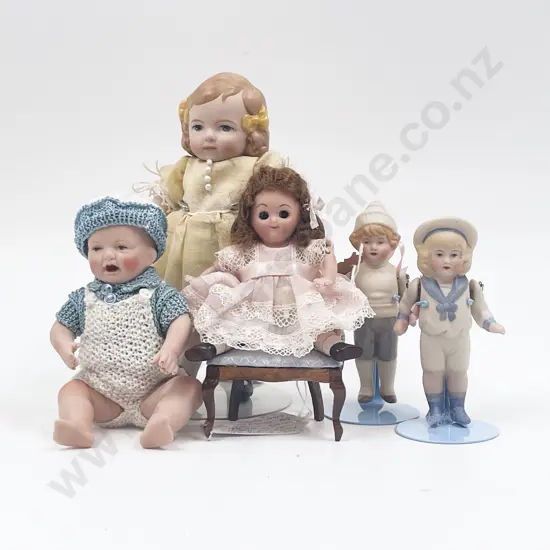 Five Small New Bisque Dolls