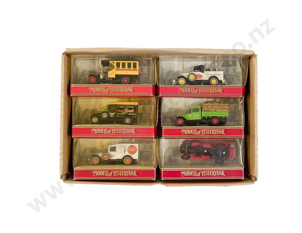 Six Matchbox Models of Yesteryear Window Boxed with Picture Background Image 1++