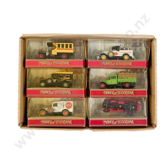 Six Matchbox Models of Yesteryear Window Boxed with Picture Background