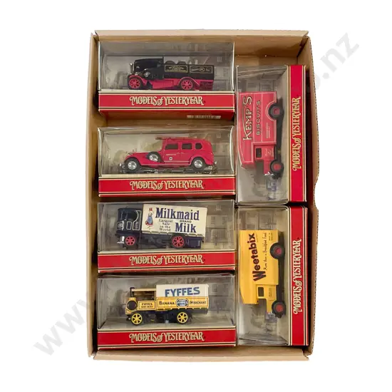 Six Matchbox Models of Yesteryear Window Boxed with Picture Background