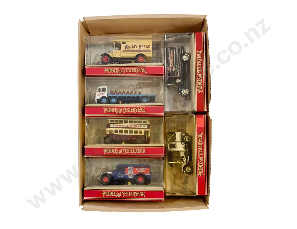 Six Matchbox Models of Yesteryear Window Boxed with Picture Background Image 1++