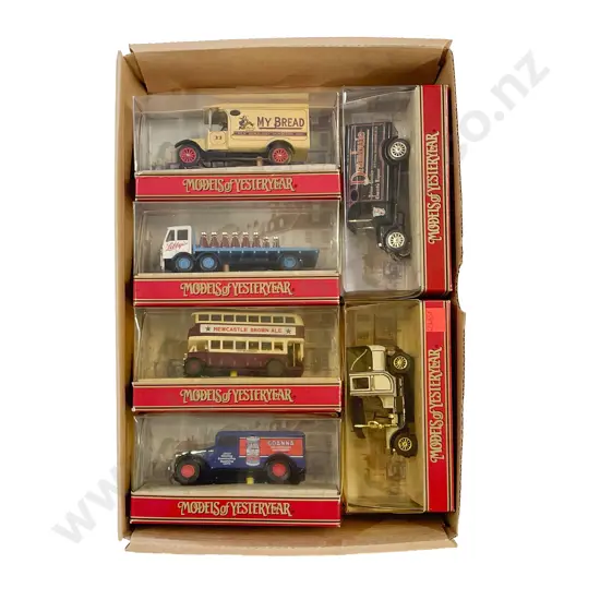 Six Matchbox Models of Yesteryear Window Boxed with Picture Background