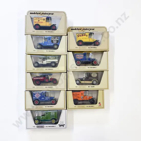 Nine Assorted Window Boxed Vintage Car Models of Yesteryear