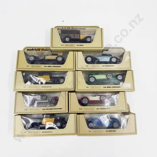 Nine Matchbox Models of Yesteryear Vintage Car Models