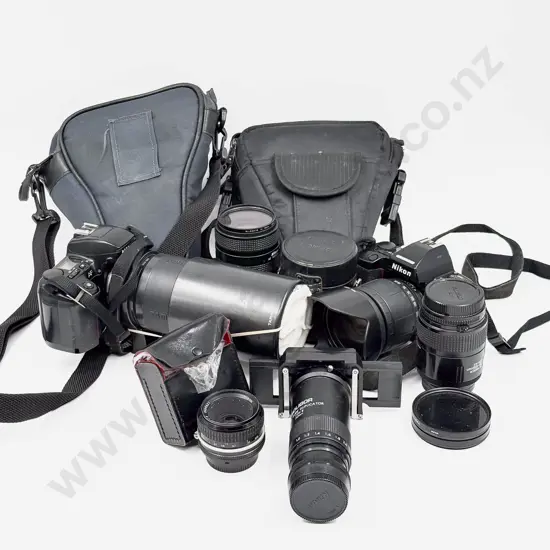 Two Nikon Cameras with Assorted Lens & Accessories