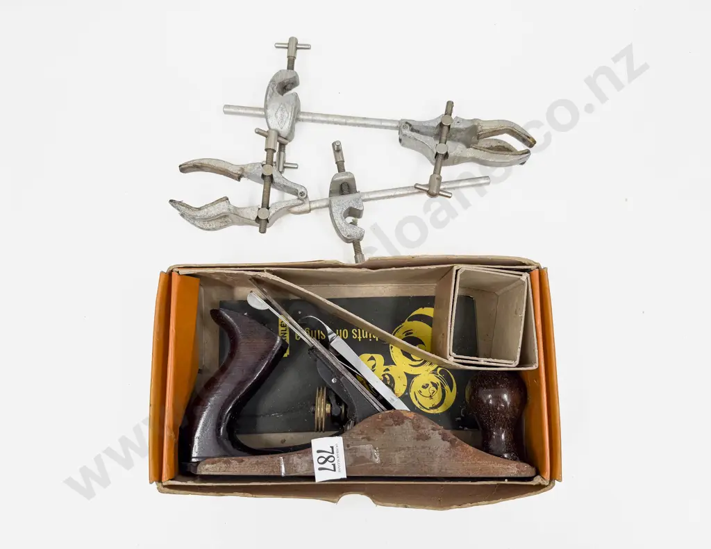 Vintage Boxed Stanley Plane & Two Clamps Image 1++