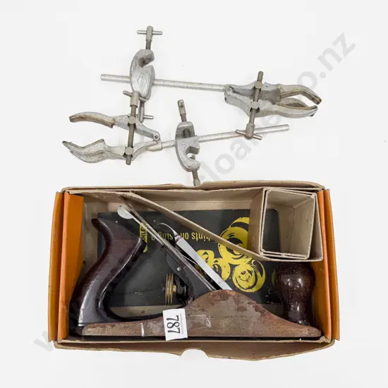 Vintage Boxed Stanley Plane & Two Clamps