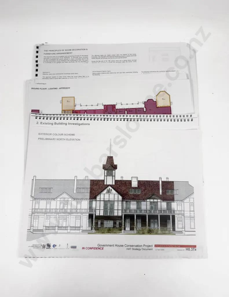 Folder of Assorted Government House Conservation Project Plans Image 1++
