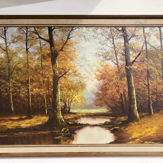 Uhknown Artist - Autumnal Scene - Oil on Board