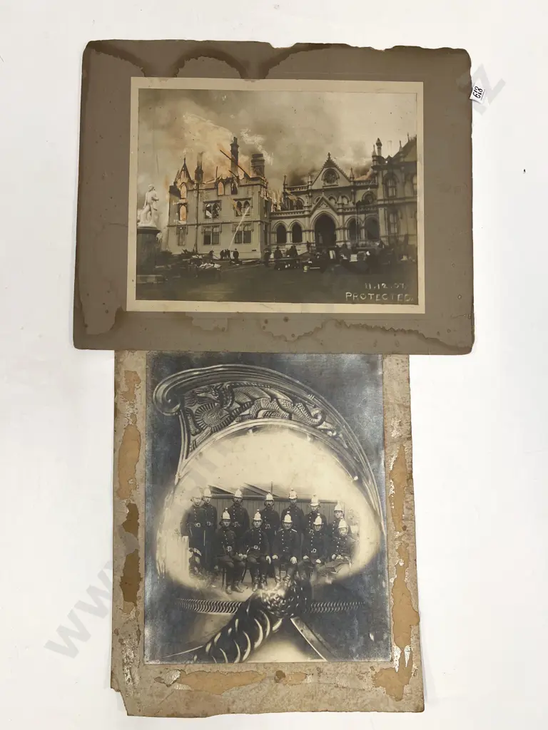 Two Unframed Vintage Black & White Fire Brigade Related Photographs Image 1++