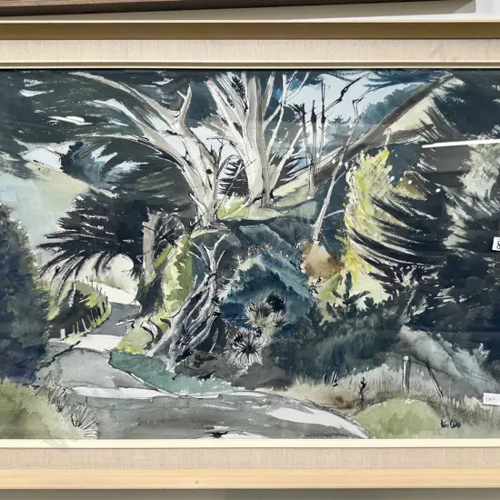 John Castle - "Bush Path Scene" - Ink & Watercolour