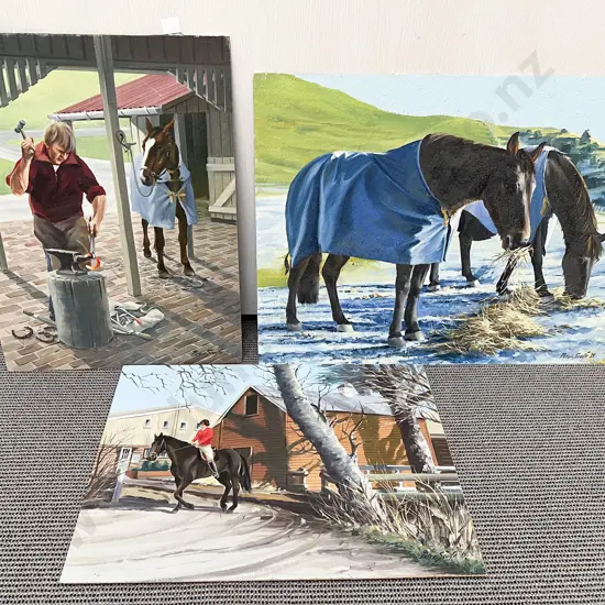 Three Unframed Oils on Board by Peter Scaife